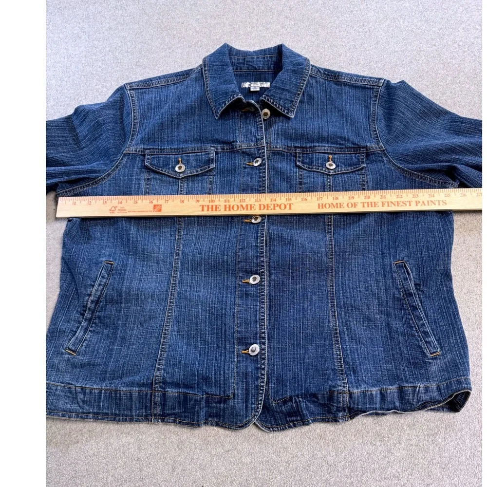 Coldwater Creek Denim Jacket Womens 2X Blue Button‎ Up Classic Trucker Wash Chic